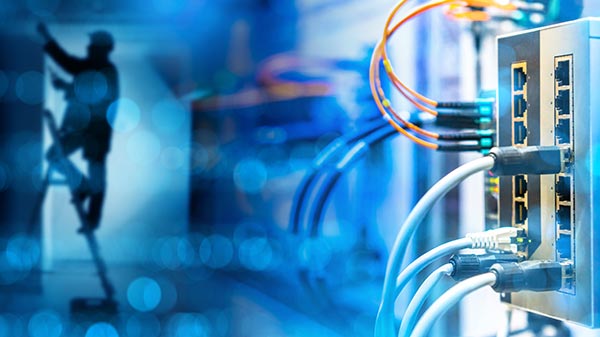 view of a designer working on structured cabling